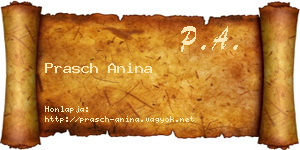 Prasch Anina névjegykártya